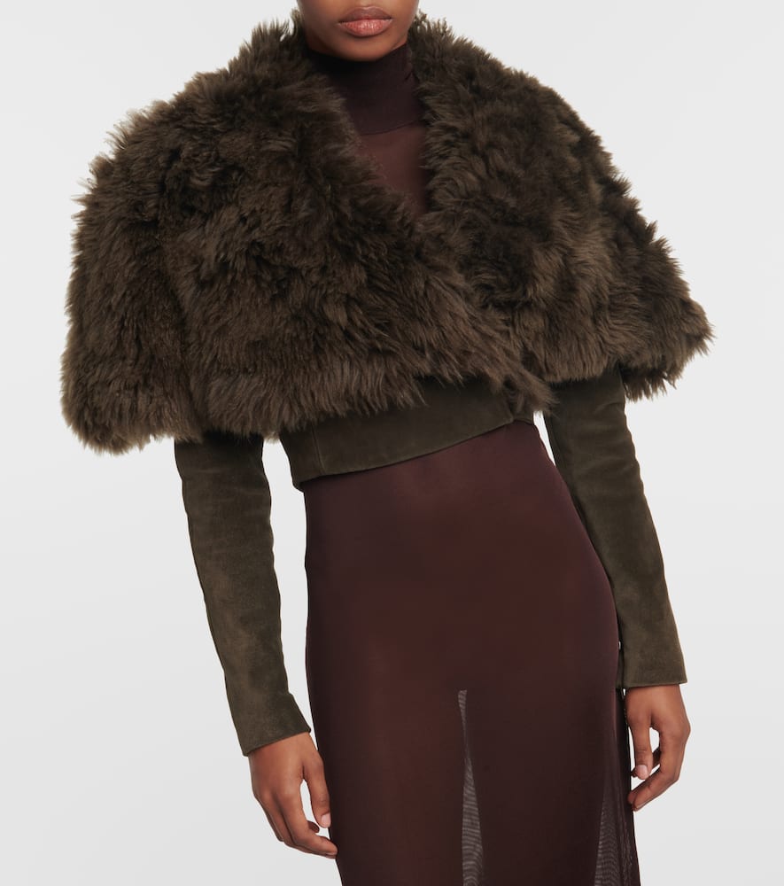 Alaïa Cropped shearling and suede jacket