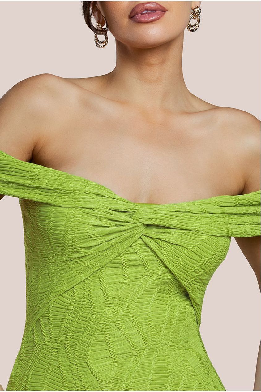Goddiva Front Knot Twist Maxi Dress - Lime Green