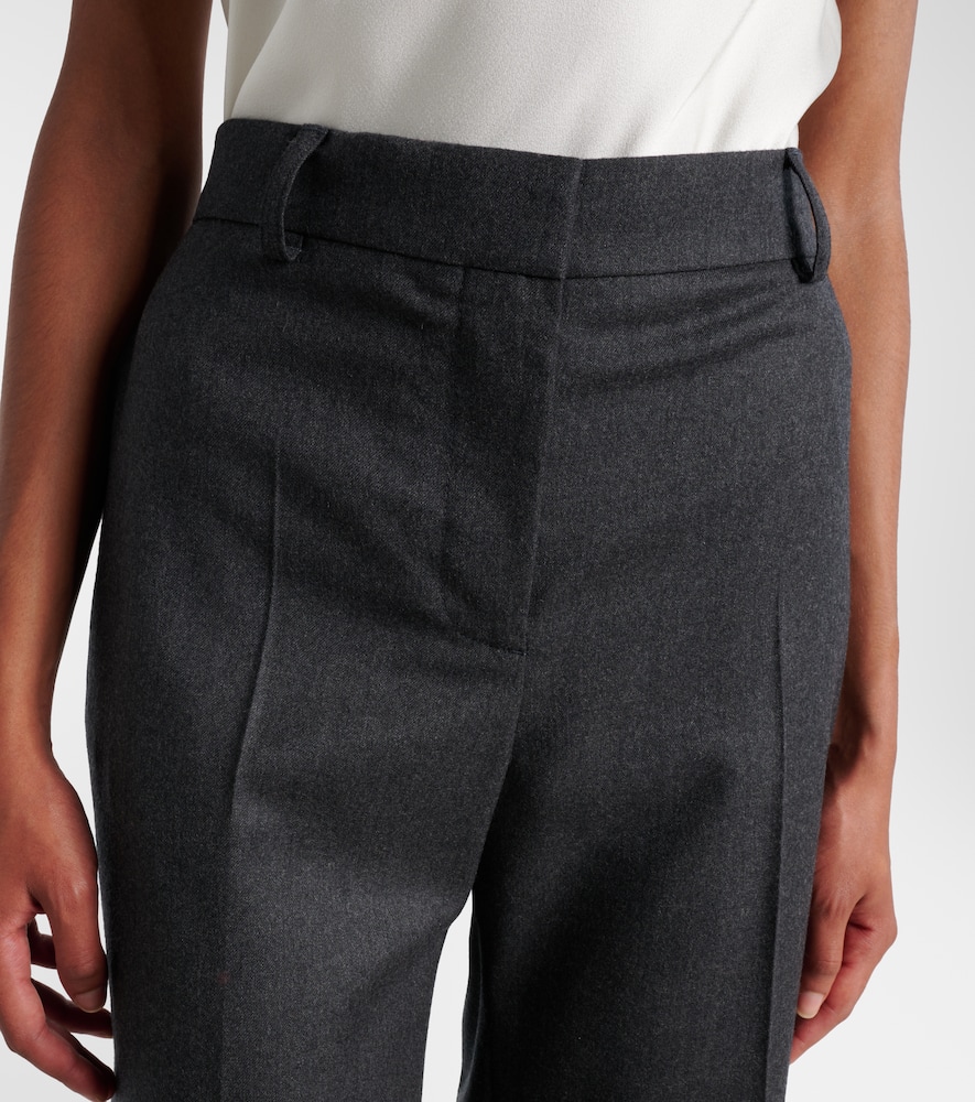 Wool flannel wide-leg pants