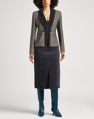 Woman Blazer Charcoal Size 6 Cotton, Wool, Polyamide