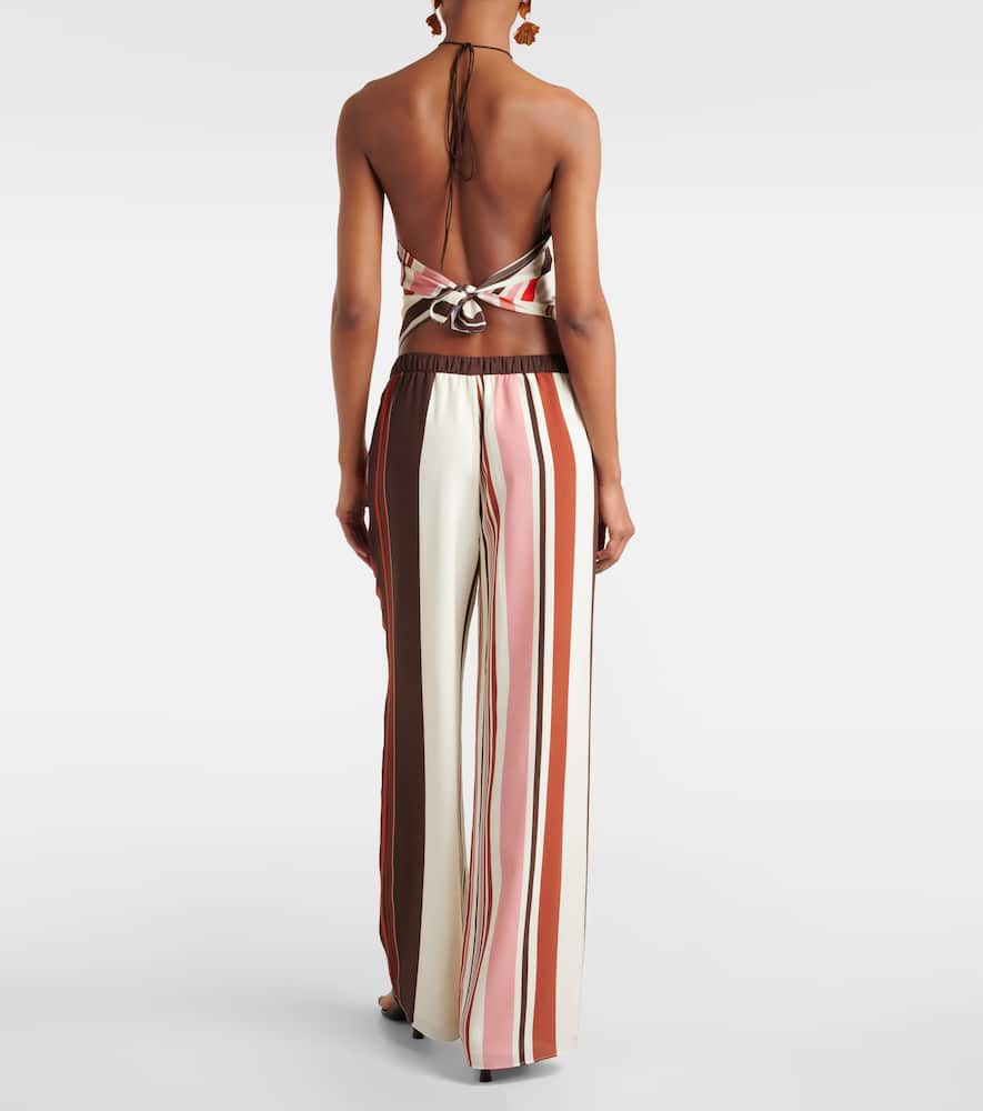 Thistle silk satin wide-leg pants