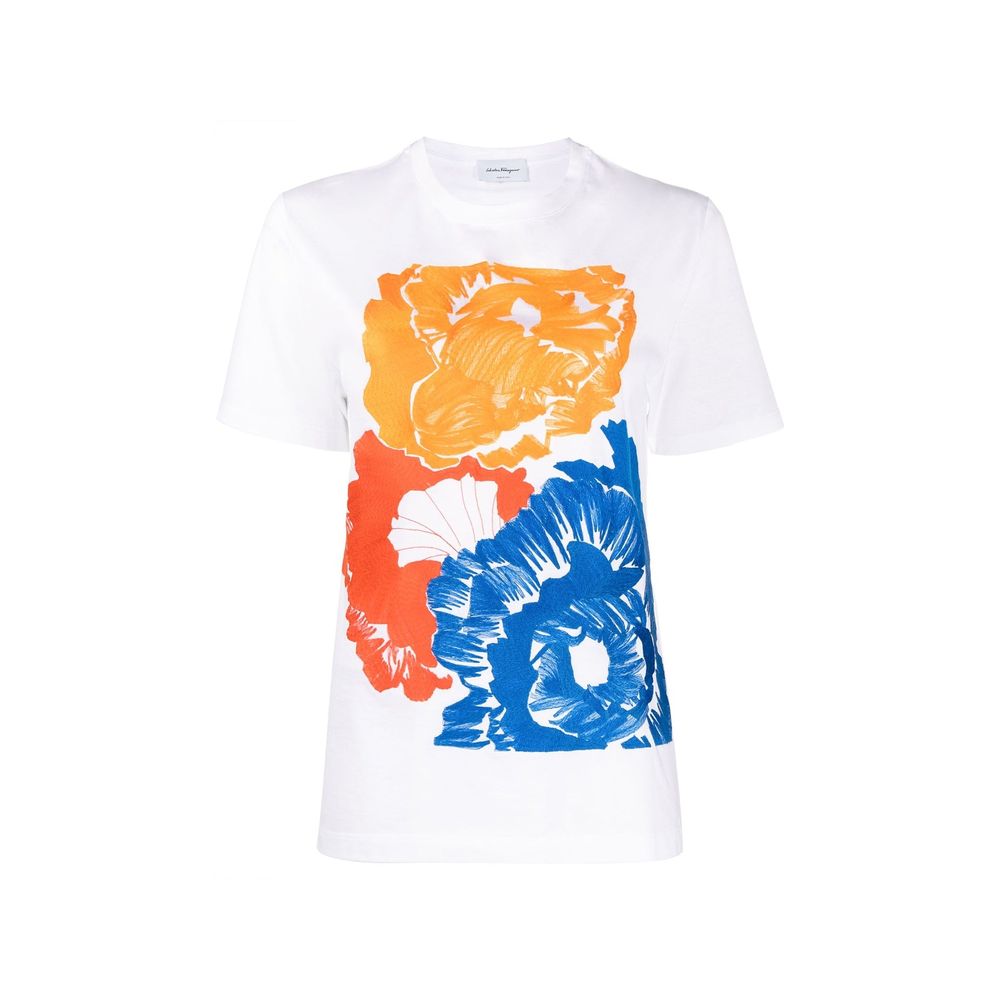 Floral-Printed Cotton T-shirt — White