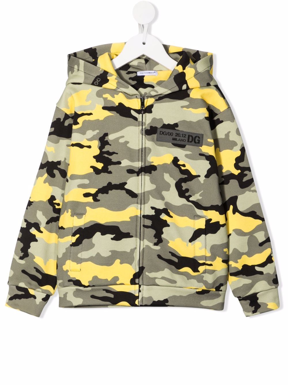 Camouflage-print cotton hoodie - Green