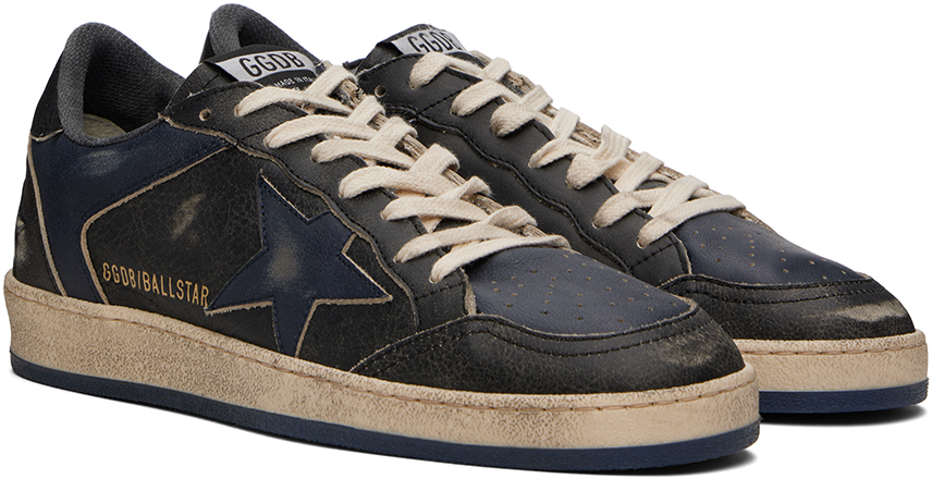 Golden Goose Navy Ball Star Double Quarter Sneakers