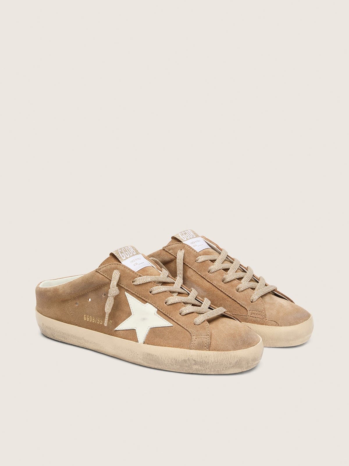 Golden Goose - Women's Super-star Sabots In Tobacco Suede With White Leather Star, Woman