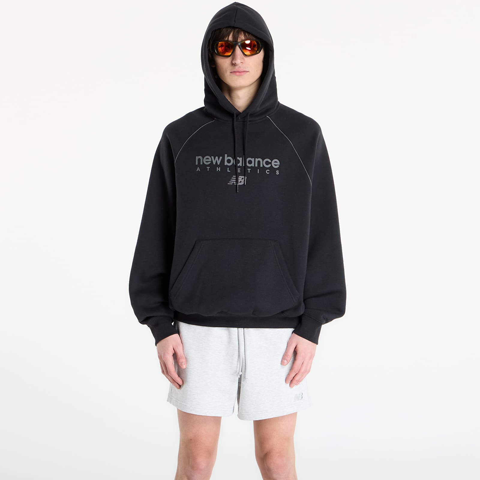 Sweatshirt New Balance Linear Graphic Fleece Hoodie Black