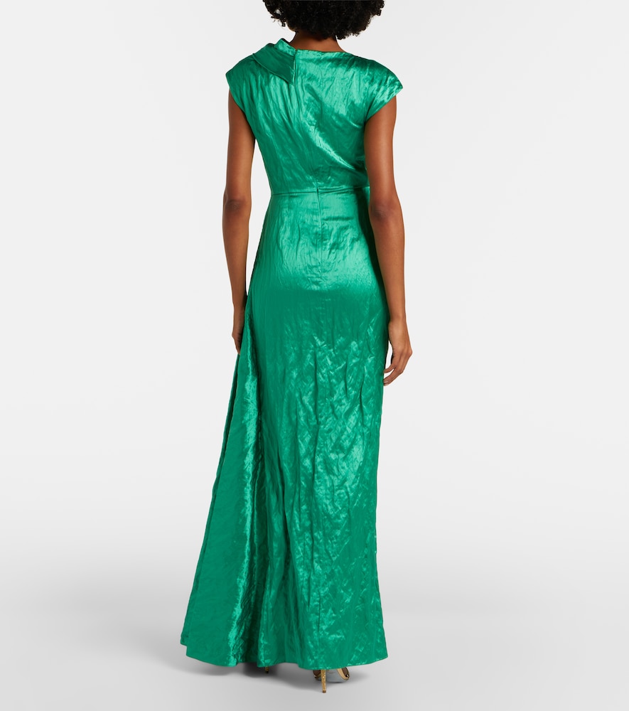 Draped embellished satin gown