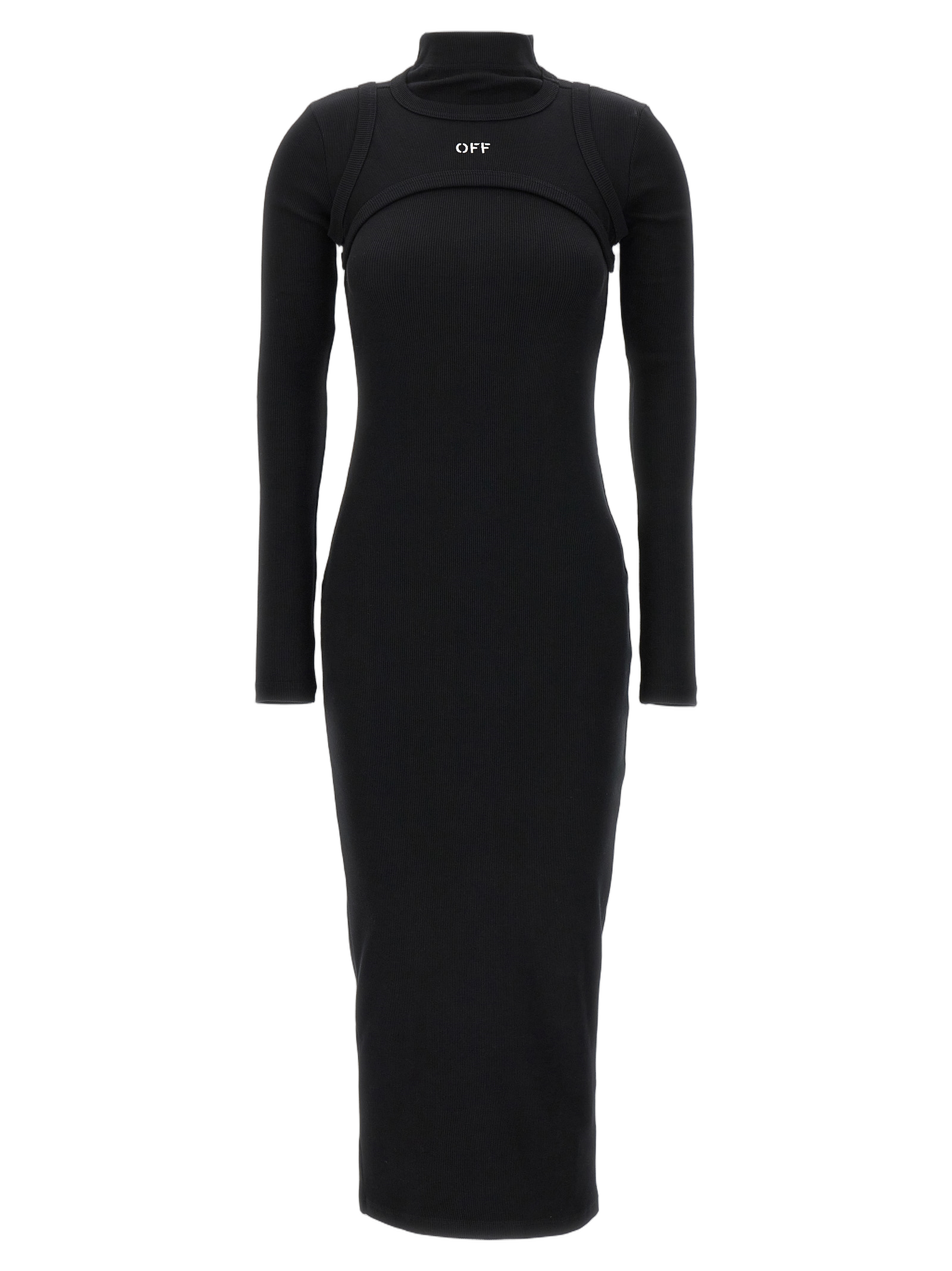 Cut-Out Ribbed Cotton Bodysuit — Black