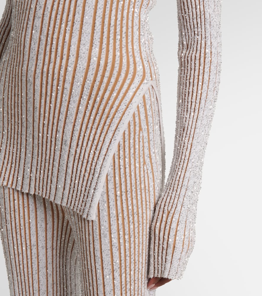 Sequined striped sweater