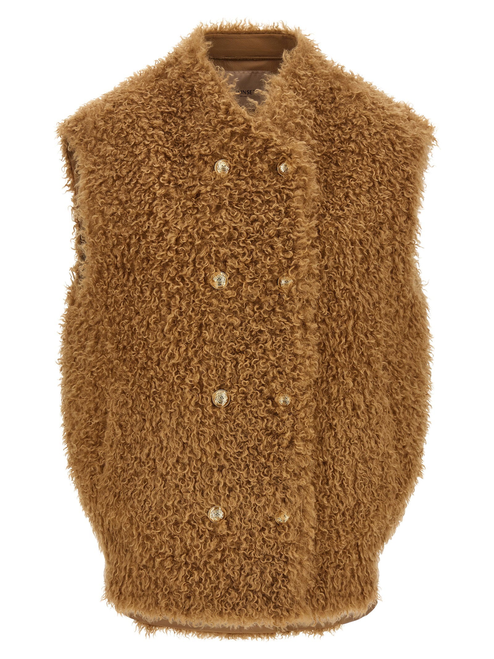 Teddy Soft Double-Breasted Vest — Camel