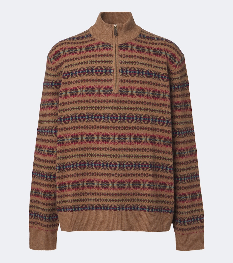 Fair Isle wool half-zip sweater