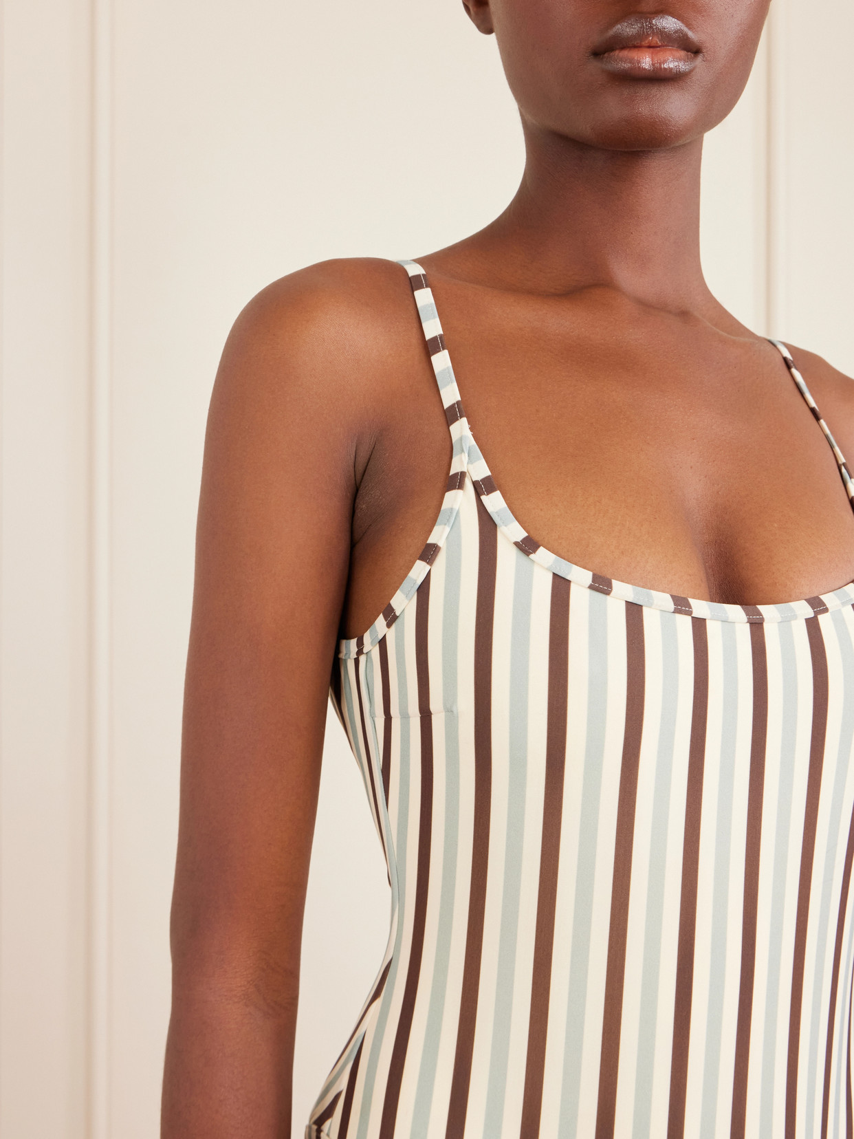 Pipping Thidu Striped Swimsuit - Brown