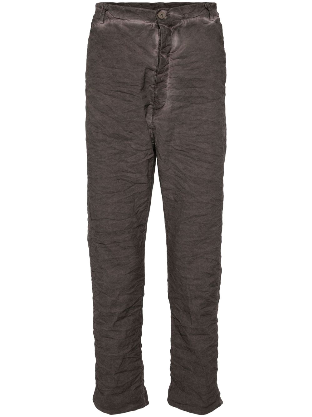 Crease-effect straight trousers - Grey