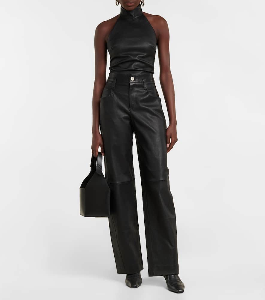 Cassidy high-rise wide-leg suede pants