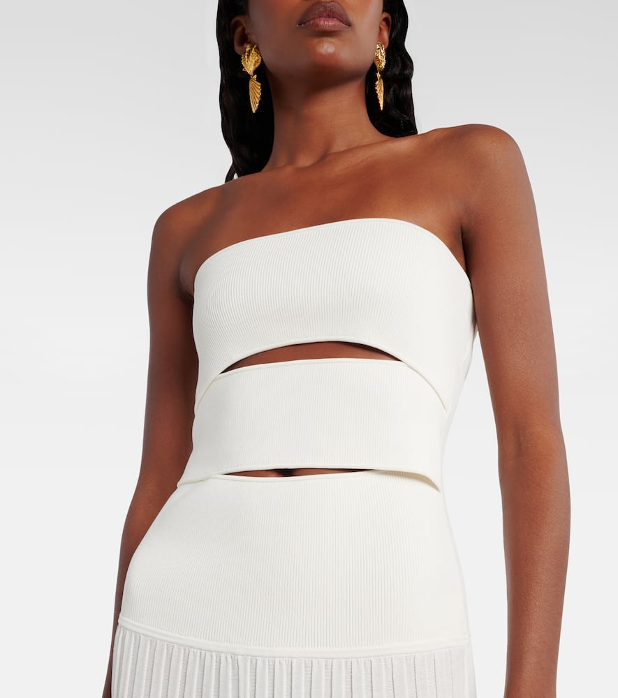 Slash cutout ribbed-knit maxi dress
