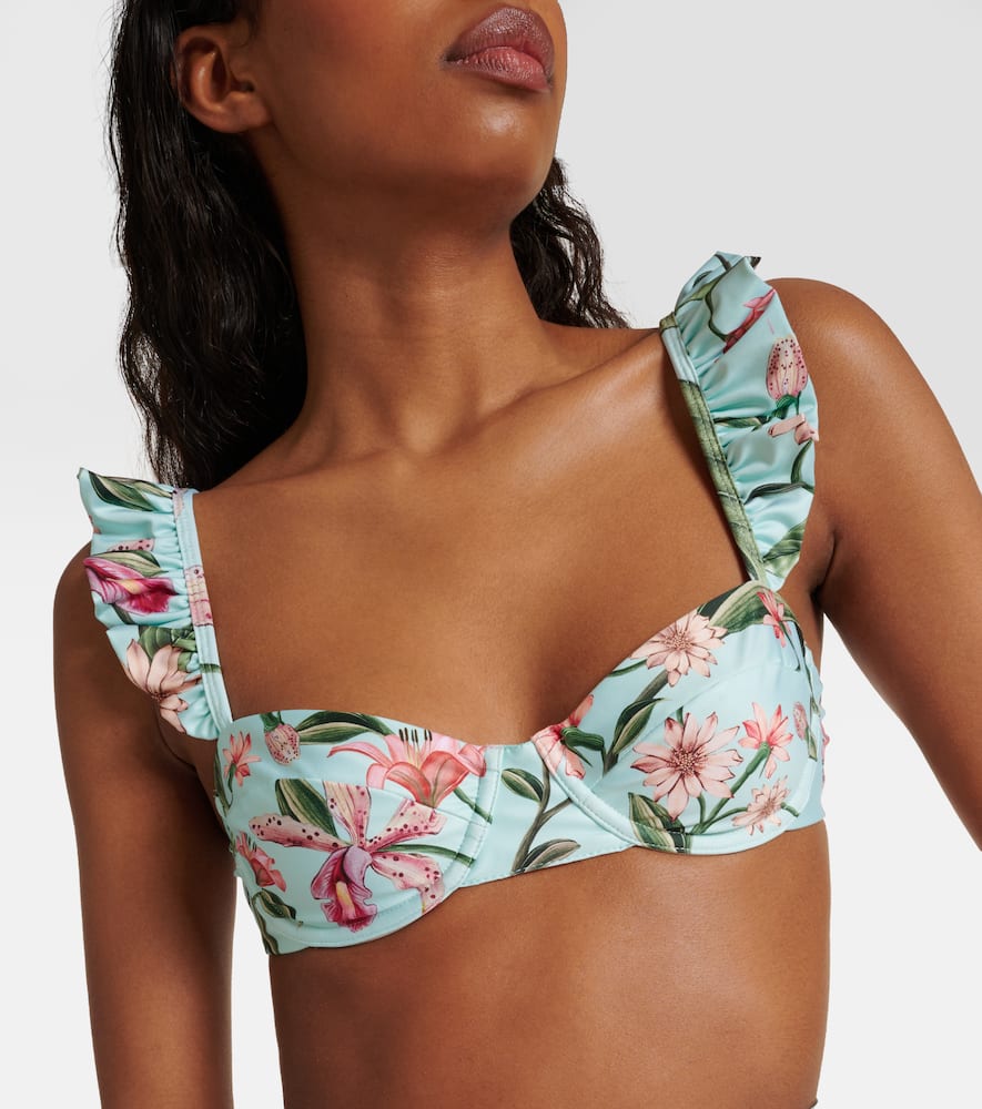 Kiwi floral ruffled bikini top