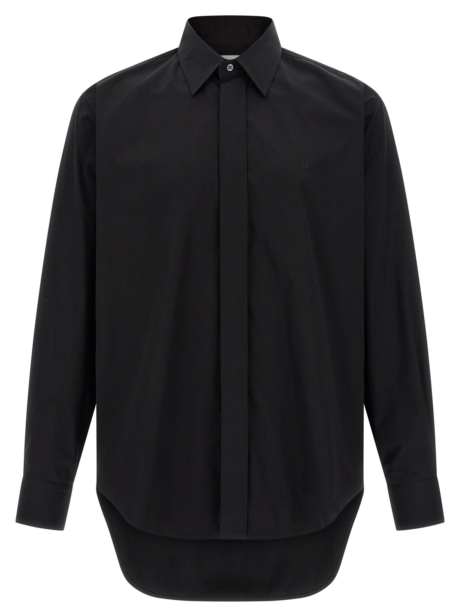 Logo-Embroidered Cotton Poplin Shirt — Black
