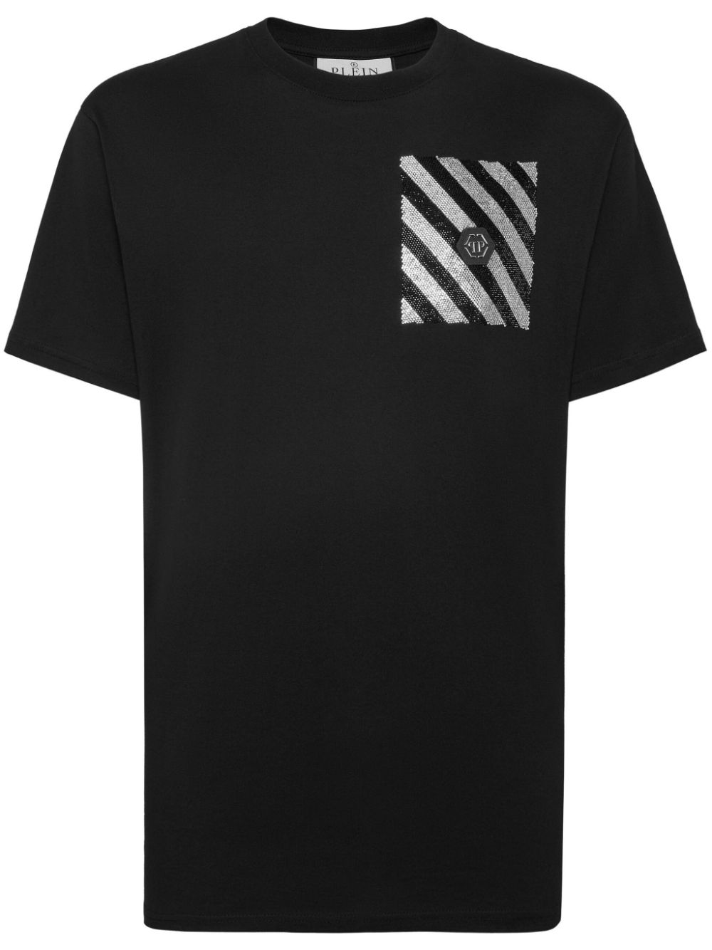 Embellished rainbow stripes T-shirt - Black