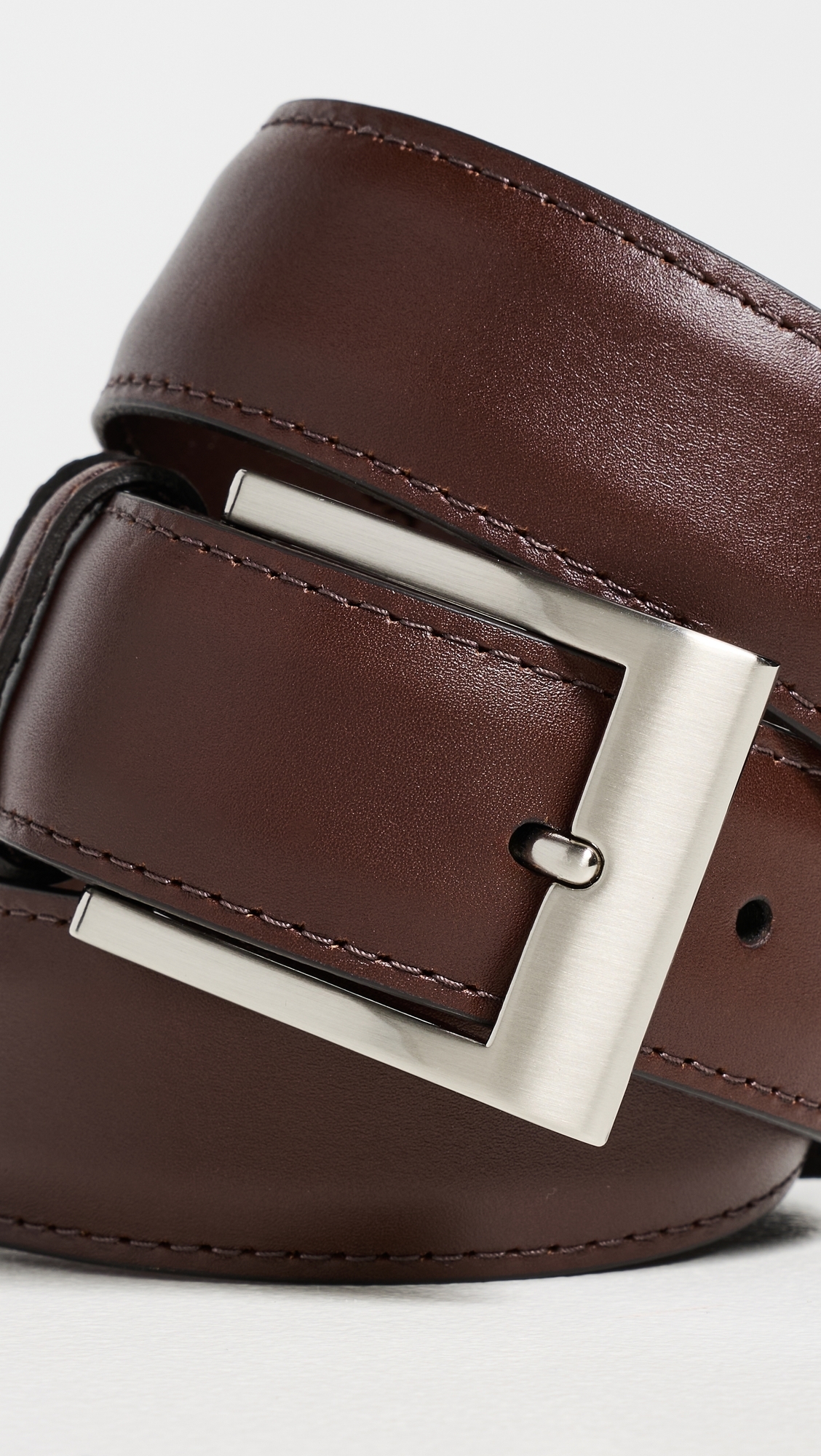 Wide Basic Dress Belt Mahogany Leather