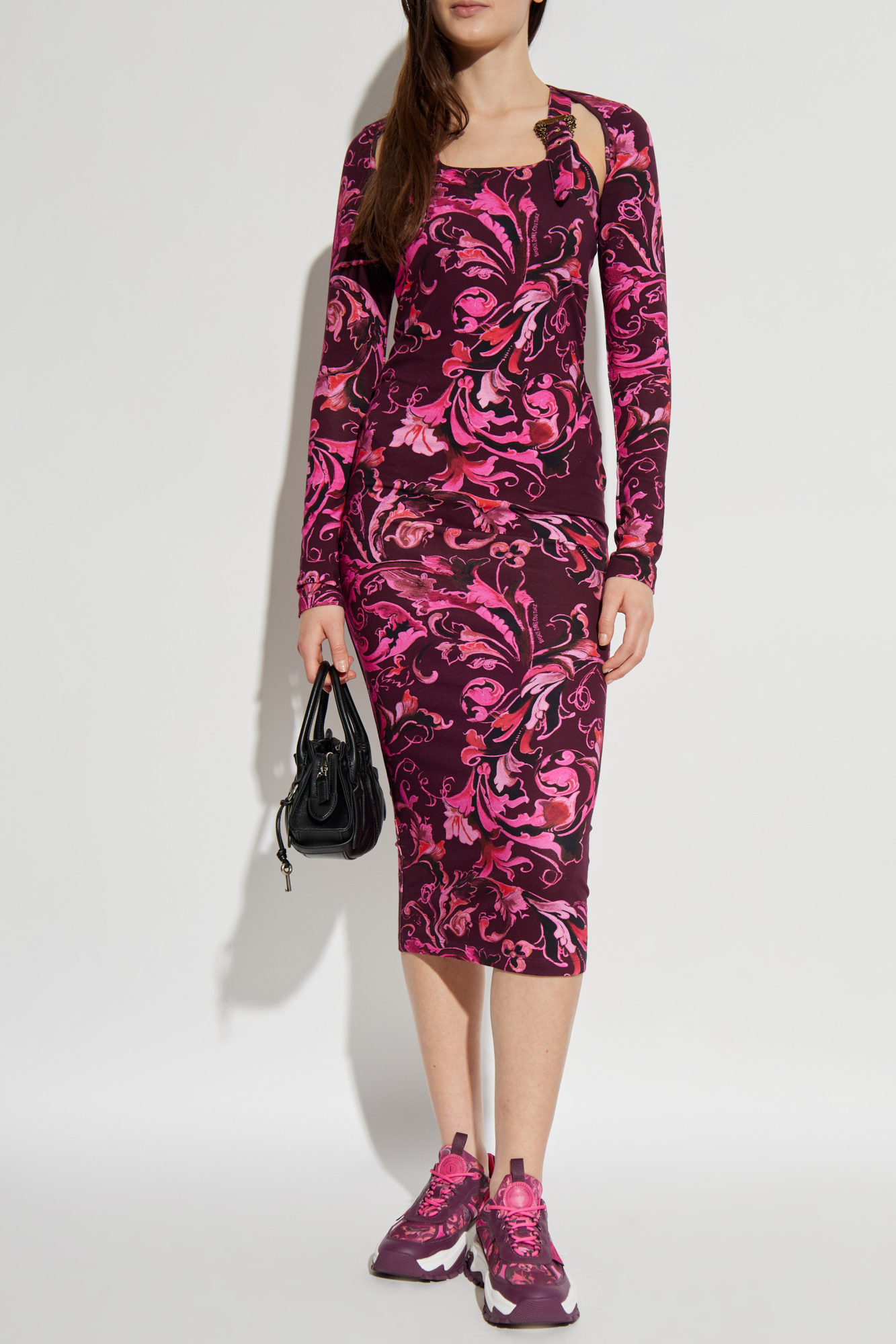 Dress With "barocco" Print, Women's, Burgundy
