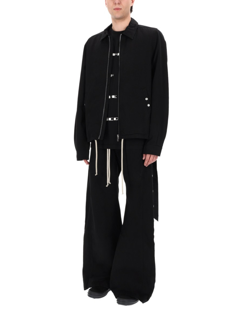 Black Solid Shirt Collar Jacket