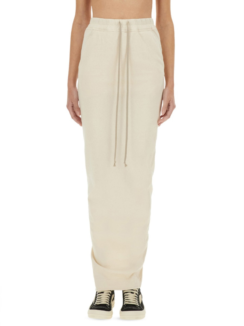 White Solid Maxi Skirt
