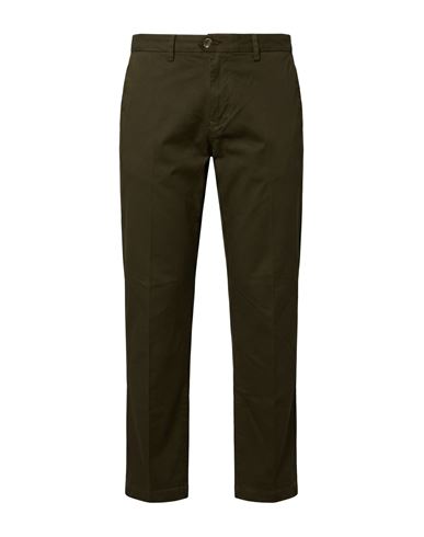 Man Pants Dark green Size 42 Cotton, Elastane