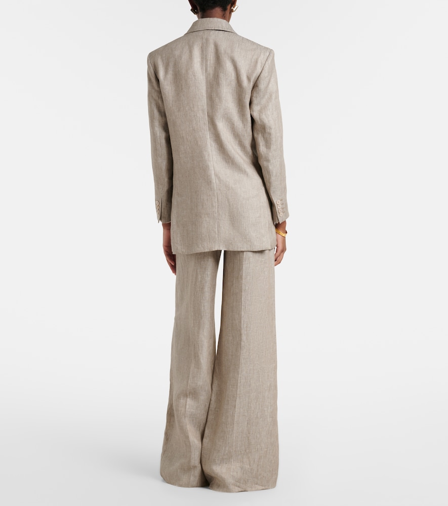 Deserto herringbone linen wide-leg pants