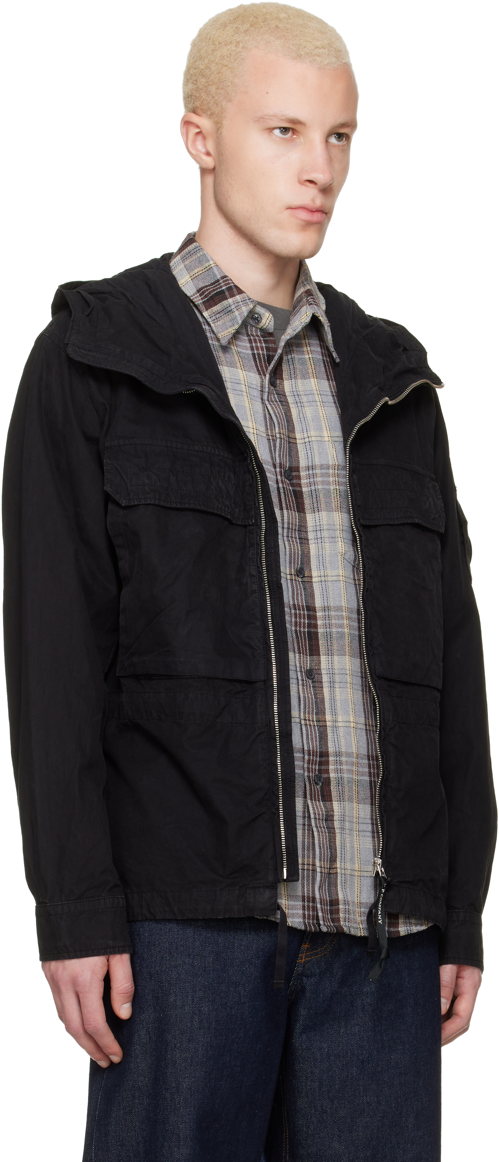 Black Micro-Reps Hooded Lens Overshirt