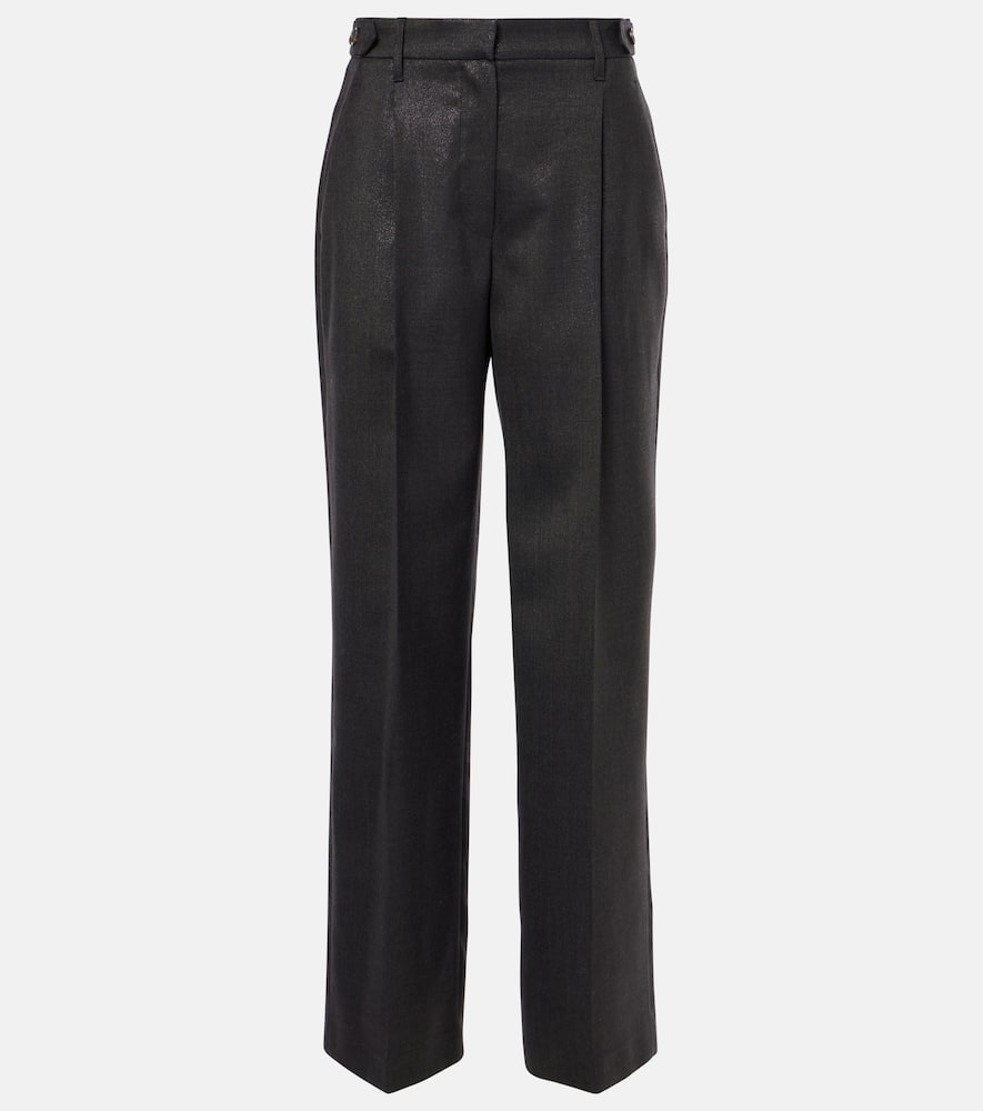 Wool-blend wide-leg pants