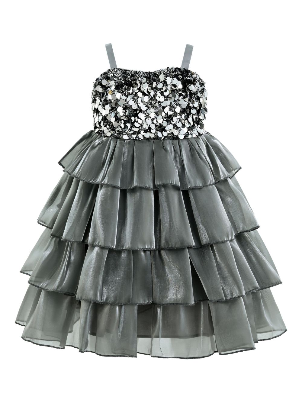 Sequin-embellished layered dress - Grey