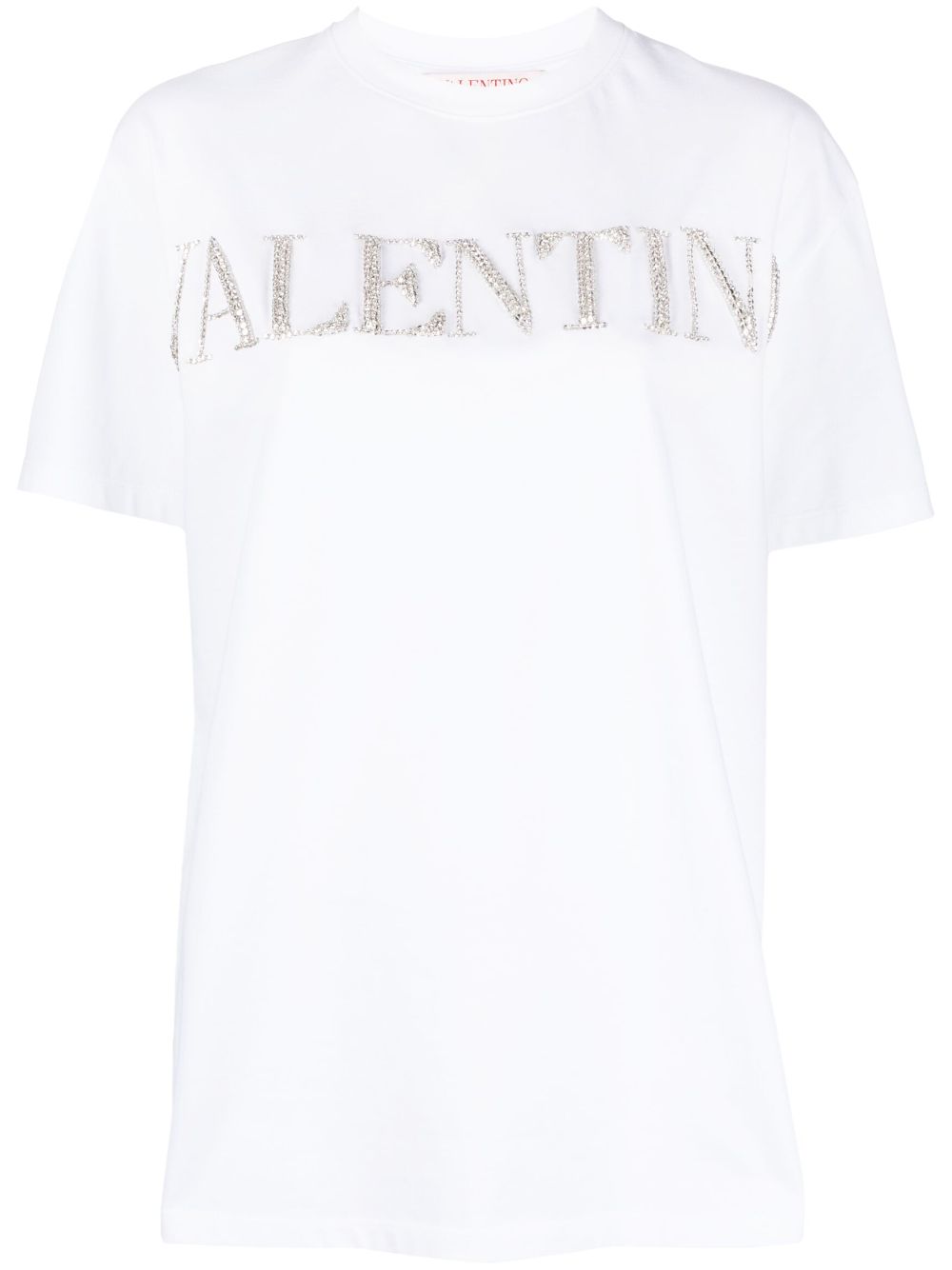 Crystal-logo cotton T-shirt - White