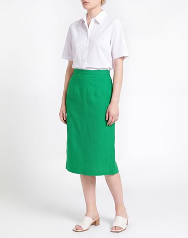 Woman Midi skirt Green Size 10 Linen, Lyocell, Cotton