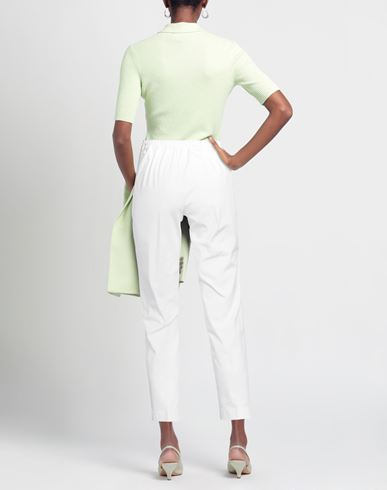 Hira Woman Pants White Size 2 Cotton, Elastane