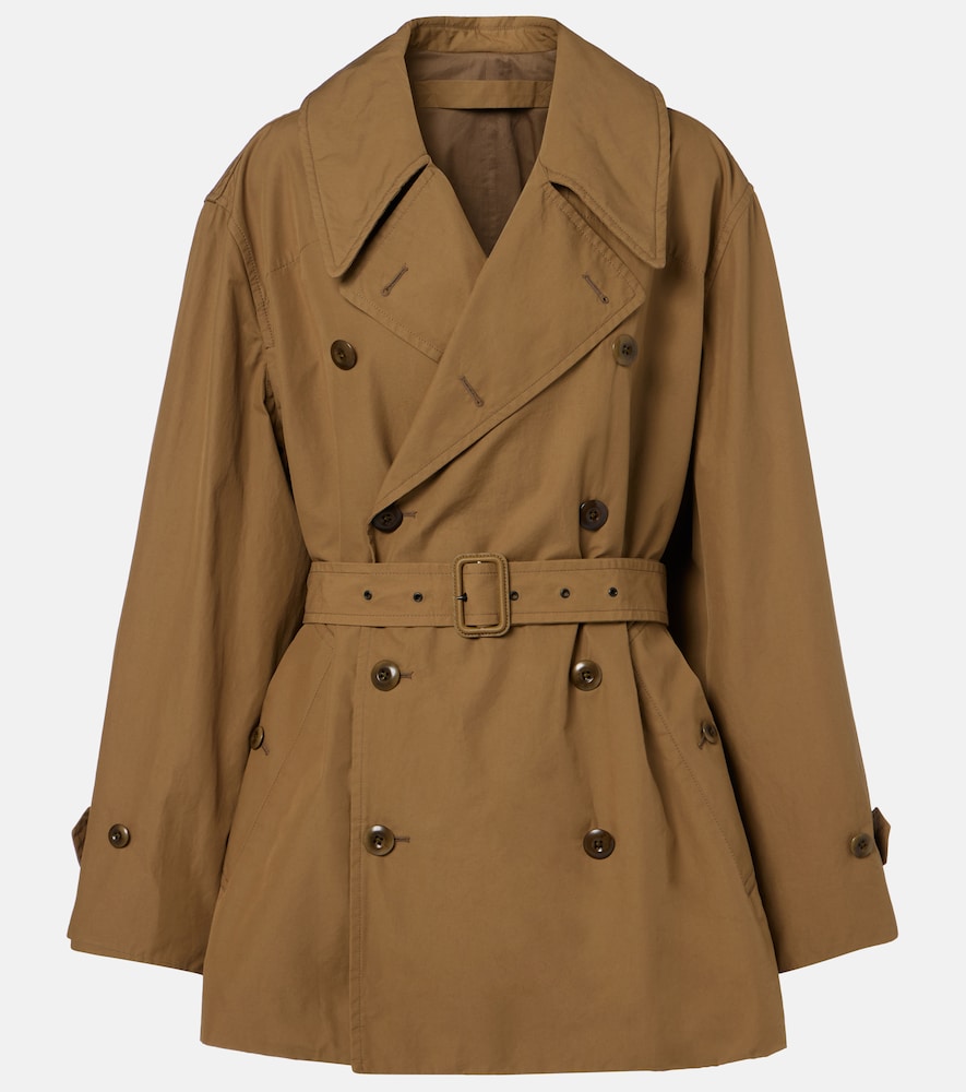 Oversized cotton cropped trench coat