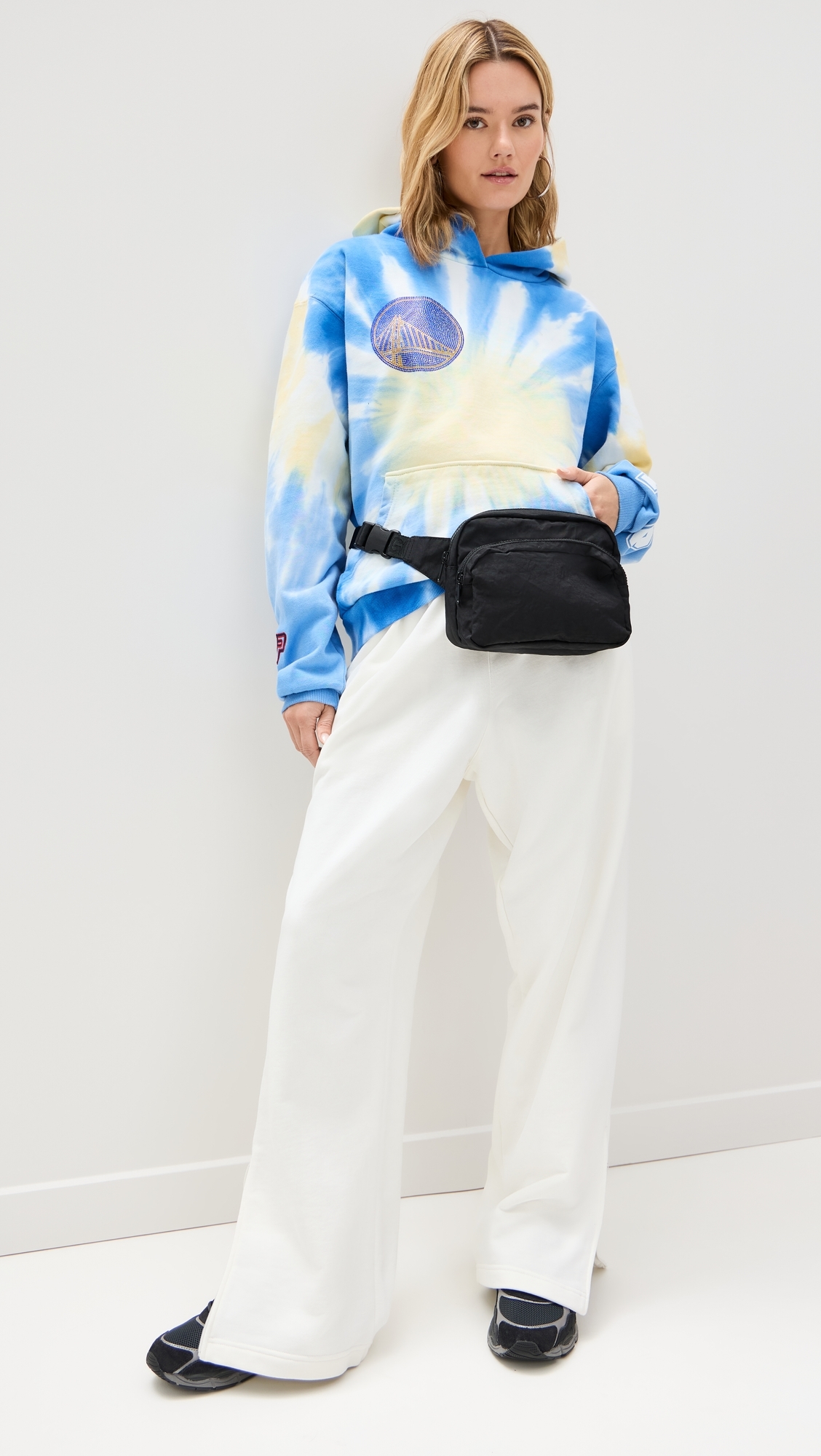 Warriors Team Crew Hoodie Blue Tie Dye