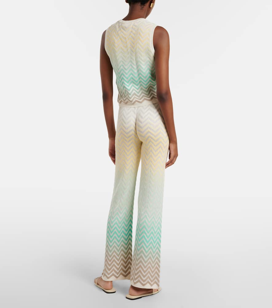Zigzag cotton-blend flared pants