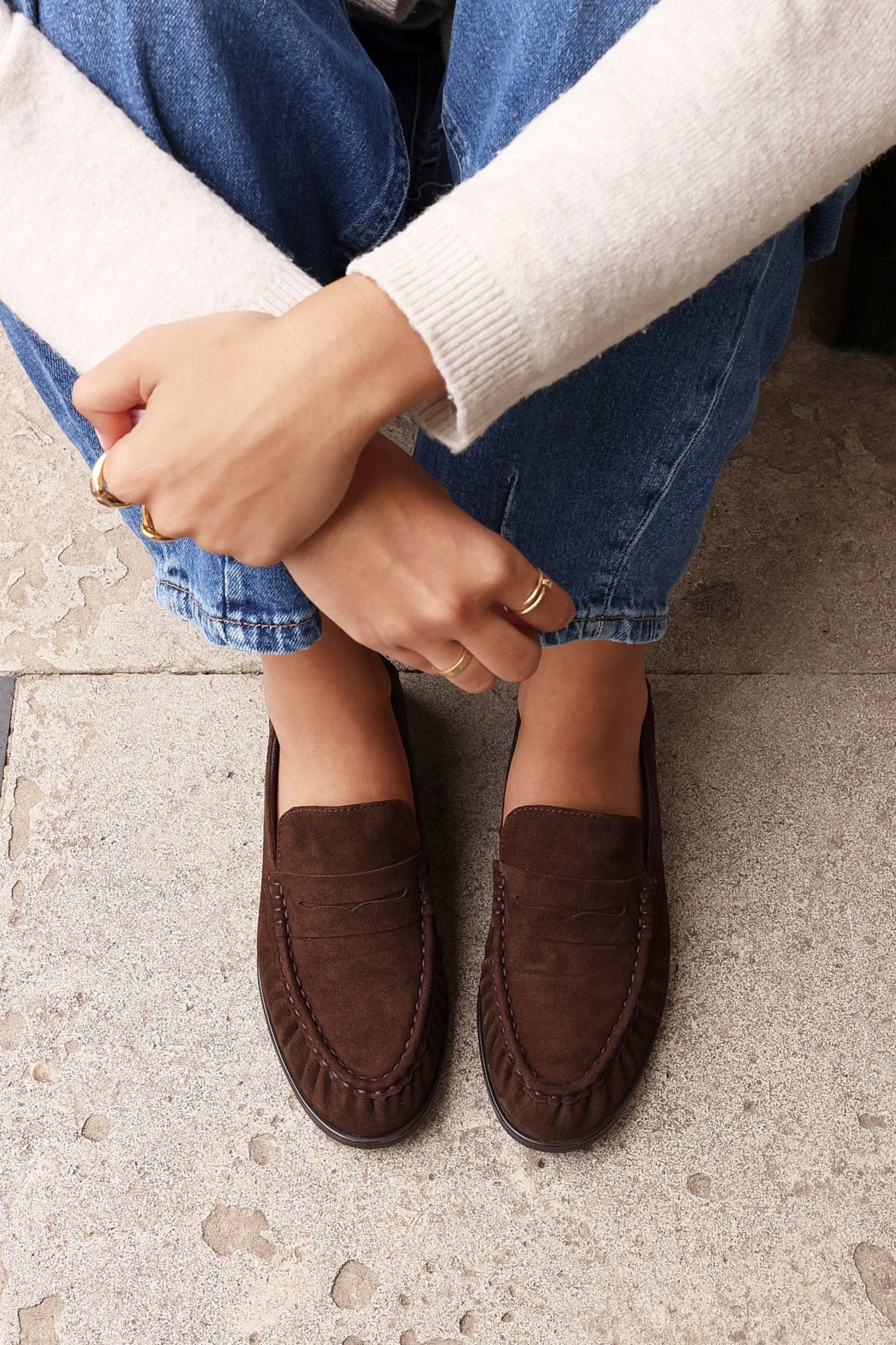 Linzi Women's Belmont Brown Suede Leather Loafers | : 5/Standard Fit