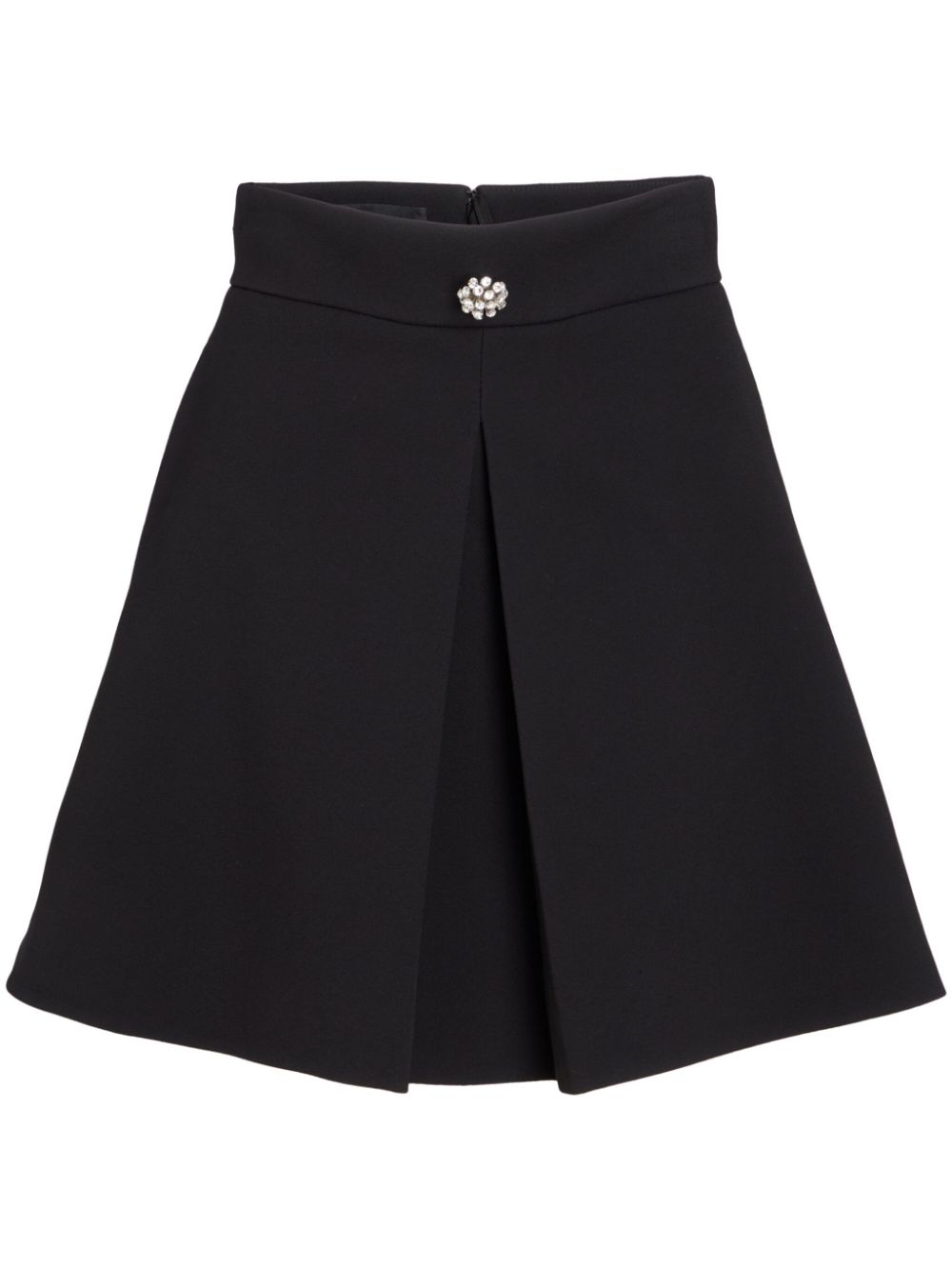 Decorative-button A-line mini skirt - Black