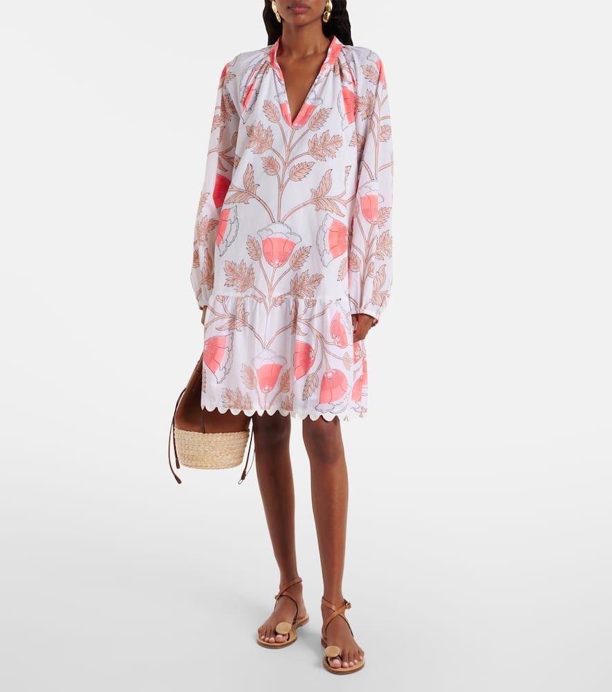 Printed scalloped cotton minidress