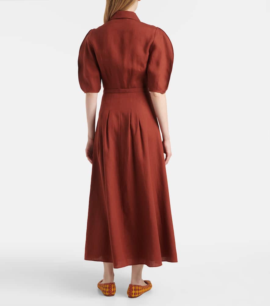 Maude belted linen shirt dress
