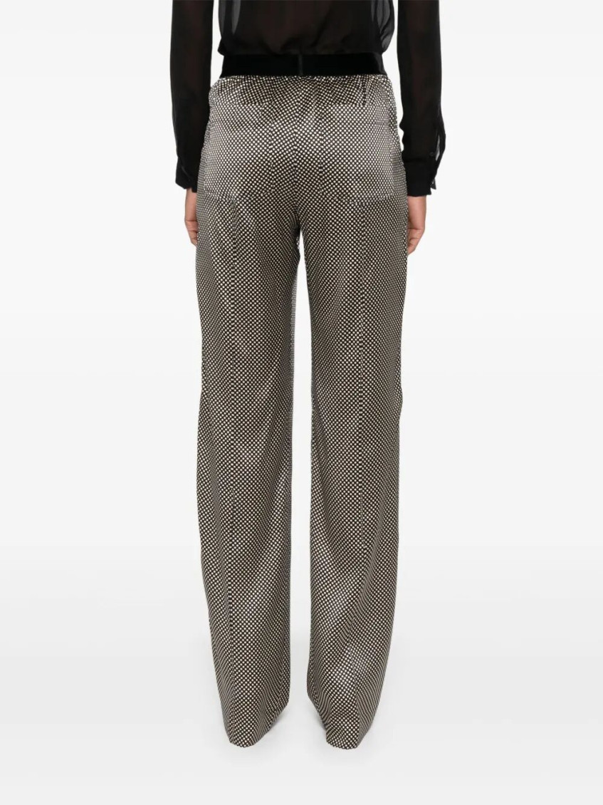 Black Polka Dot Silk Pj Pants