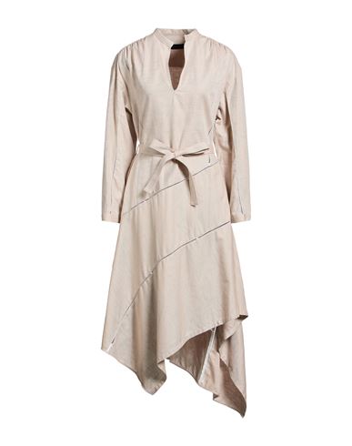 Woman Midi dress Beige Size 6 Cotton, Linen
