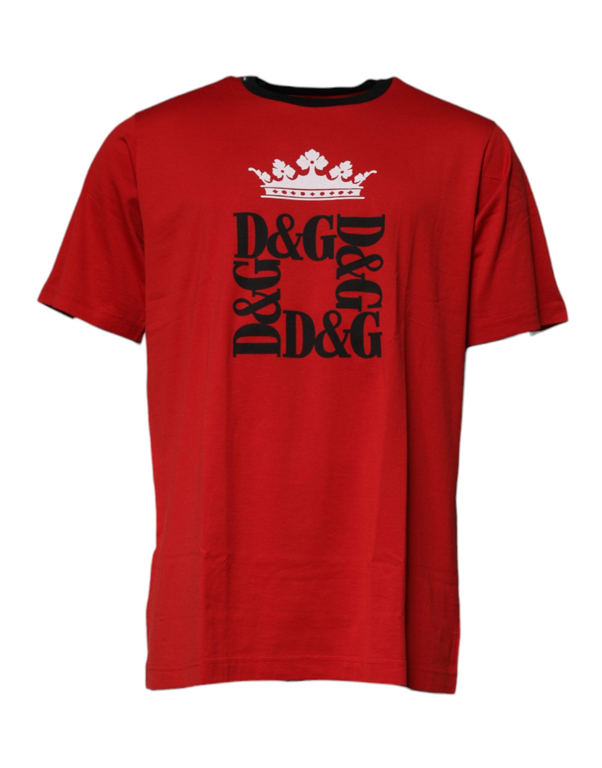 Crown Logo-Print Cotton T-Shirt — Red