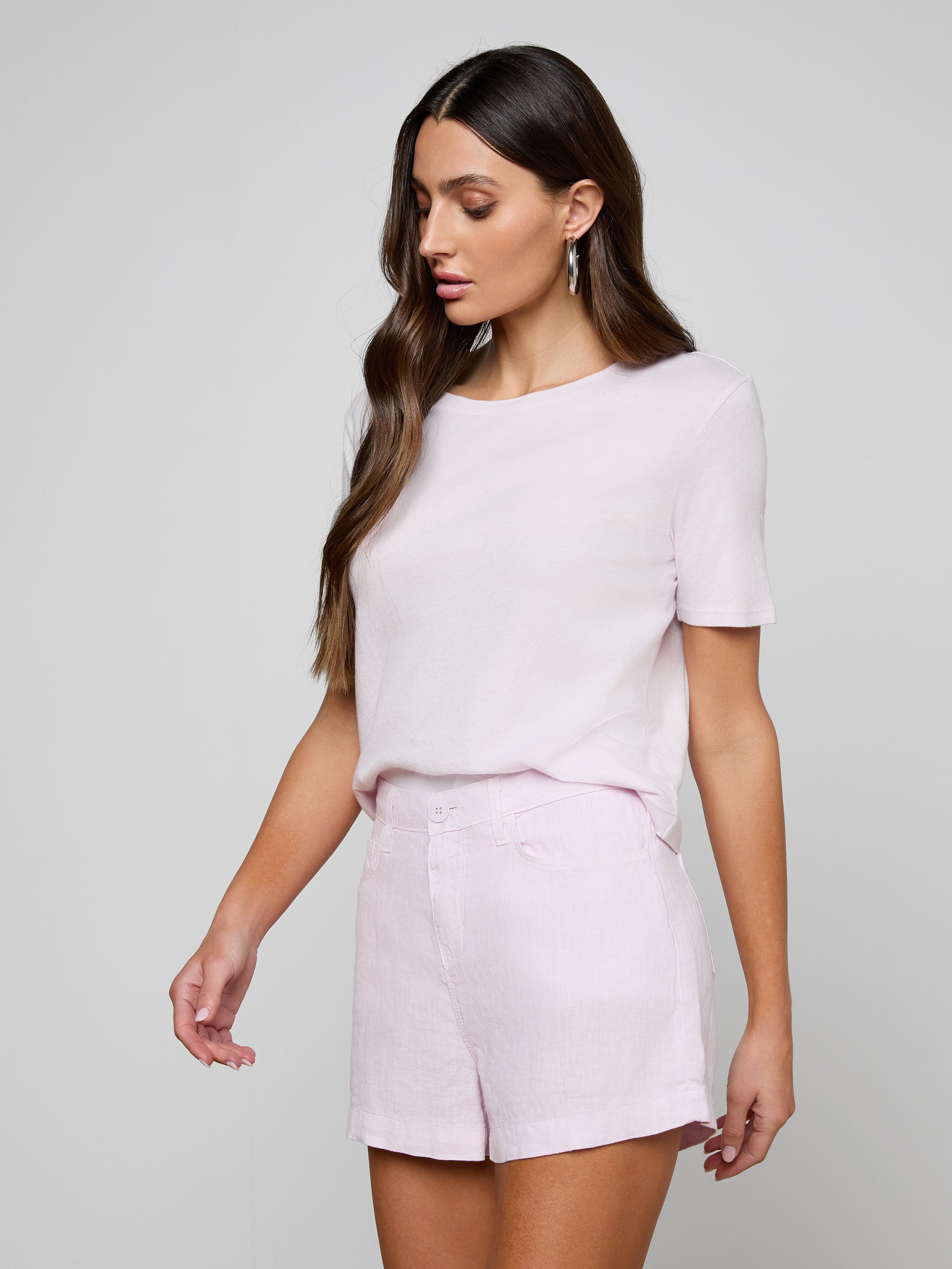 Stormy Cropped Cotton T-Shirt In Icy Lilac
