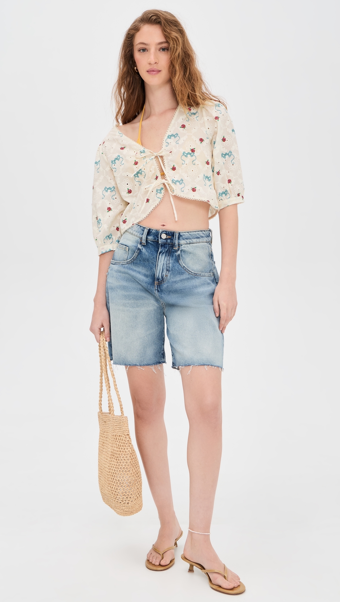 Salem Cherish Eyelet Crop Top Multicolor