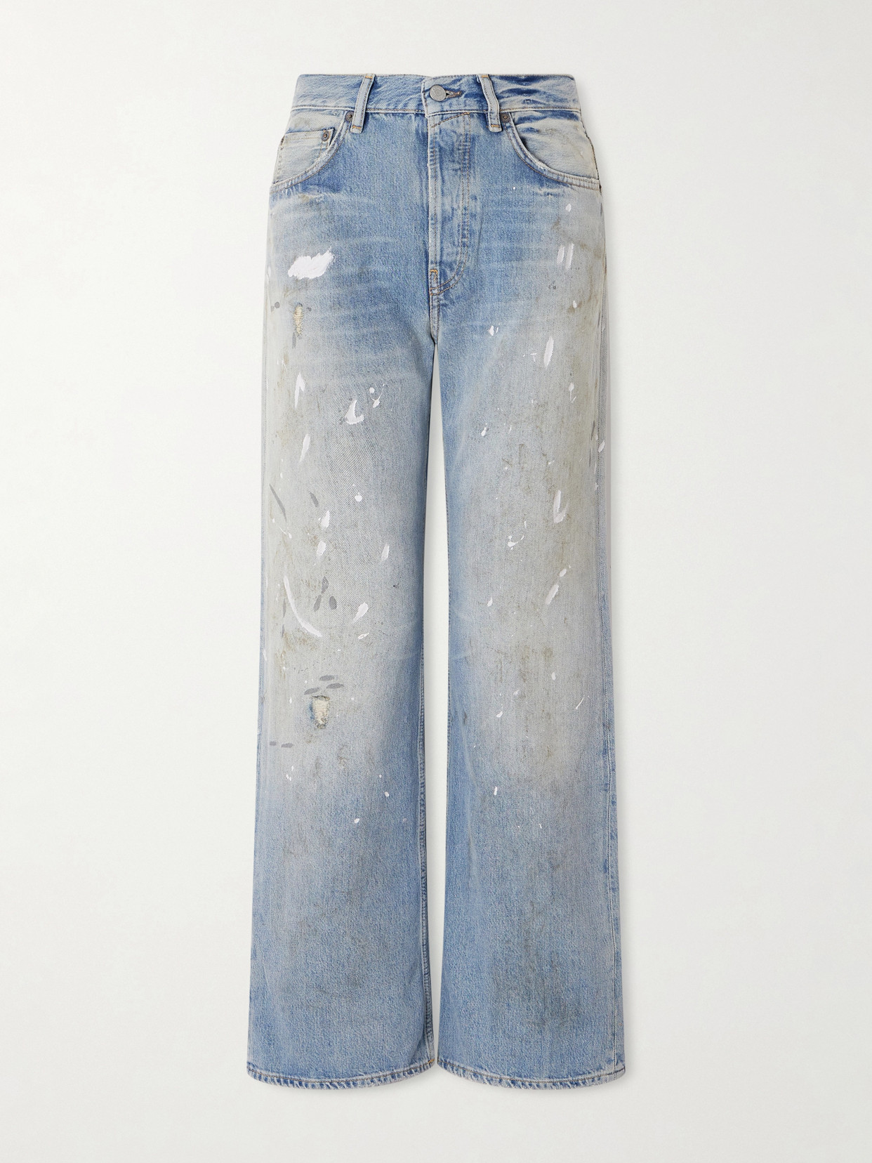 2021 Distressed Mid-rise Straight-leg Jeans - Blue
