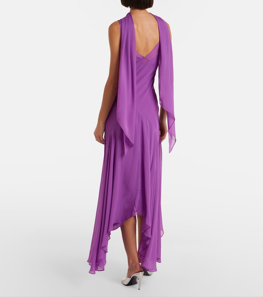 Mystica asymmetric georgette midi dress