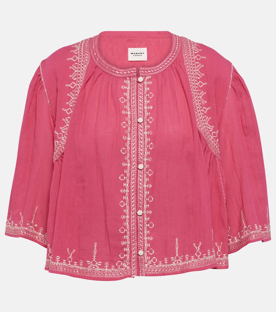 Marant Etoile Perkins embroidered cotton crop top