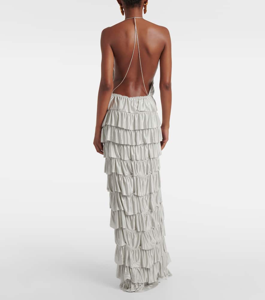 Ruffled tiered gown